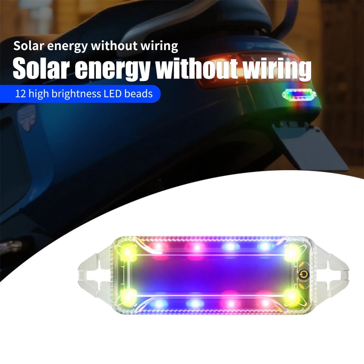1pc LED senza fili ad energia solare luce stroboscopica colorata luce decorativa per moto auto bici lampeggiante spia lampada di segnalazione