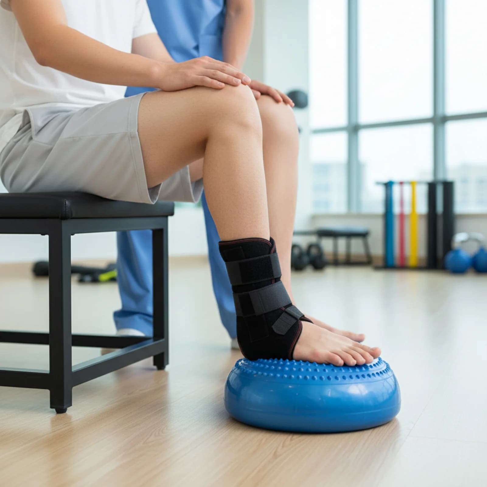 Supporto per Caviglia con Cinghie Regolabili per Stabilizzazione Articolare, Fascia Elastica Traspirante per Protezione Sportiva e Uso Quotidiano