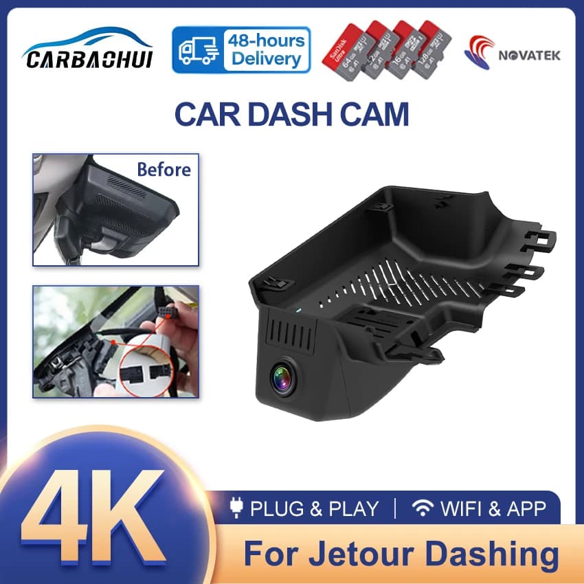 4K HD Plug and Play For Chery Jetour Dashing 1.6T MY2022 2023 2024 2025 Dash cam WlFi Car DVR 4k Front and Rear Dual Cam