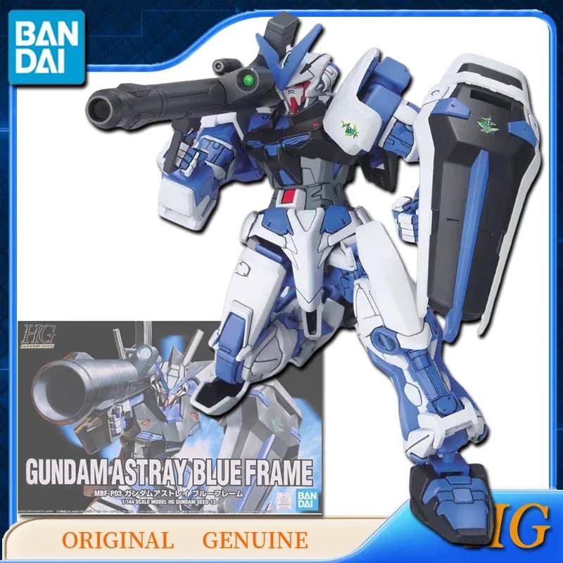 Bandai Original Genuine HG GUNDAM fuori strada BLUE FRAME Anime Action Figures giocattoli per Boy Girl Kids Gift ornamenti modello da collezione