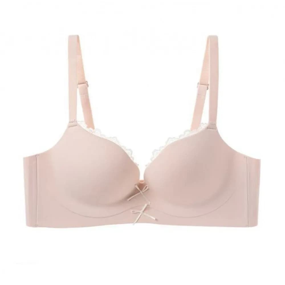 Reggiseno senza fili regolabile con fiocco in pizzo, antiurto, scollo a V profondo, lingerie push-up senza cuciture per donna e ragazza