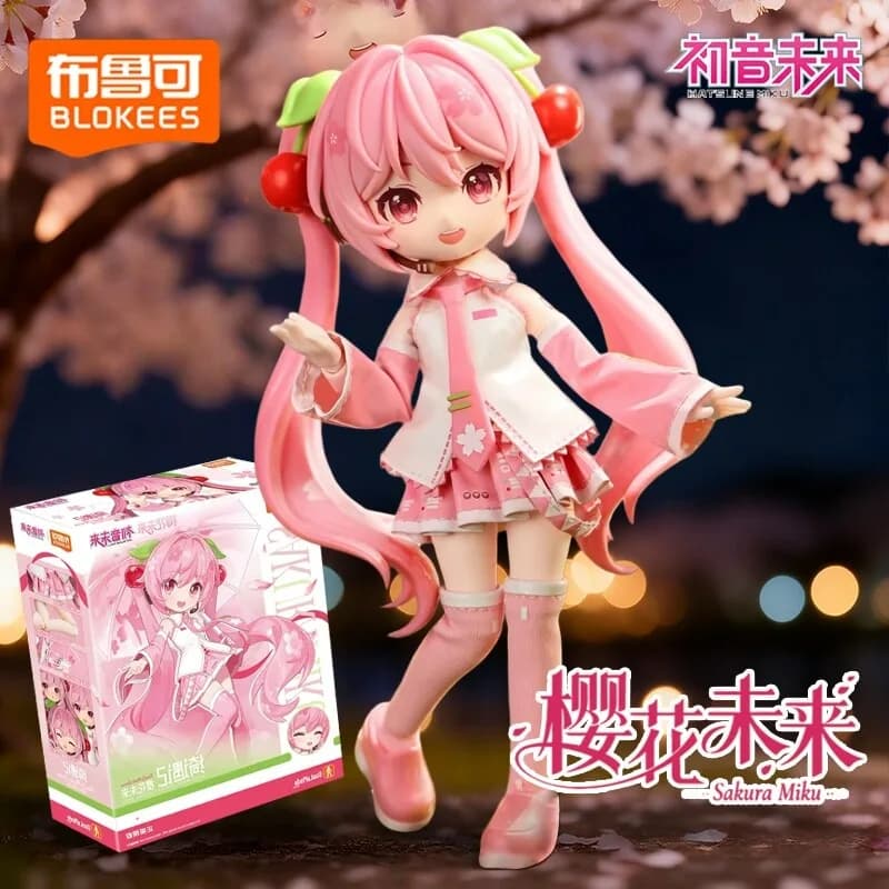 BLOKEES Building Blocks Genuine Overture of Joy Hatsune Miku Sakura Miku Strawberry Cake Bjd Action Figure Cute Toy Girl Gift