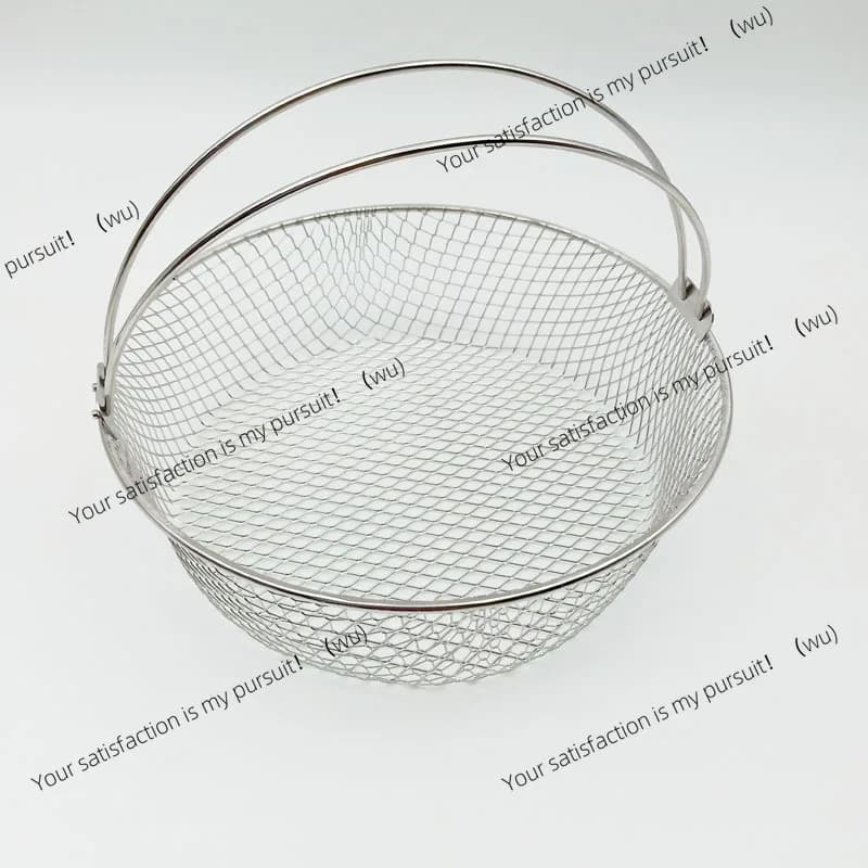 304 stainless steel round binaural handle fried basket air fryer accessories, kitchen household dehydration rack filter rack
