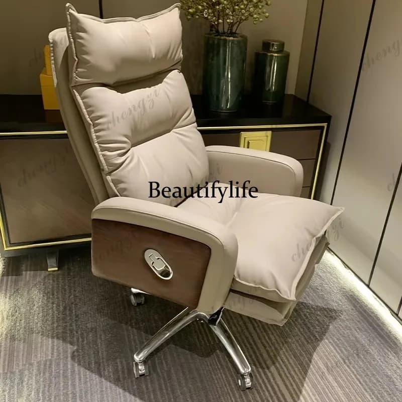 Comfy Armrest Wheels Office Chair Headrest Beige Swivel Conference Gaming Chairs Design Relaxing Poltrona Office Furniture