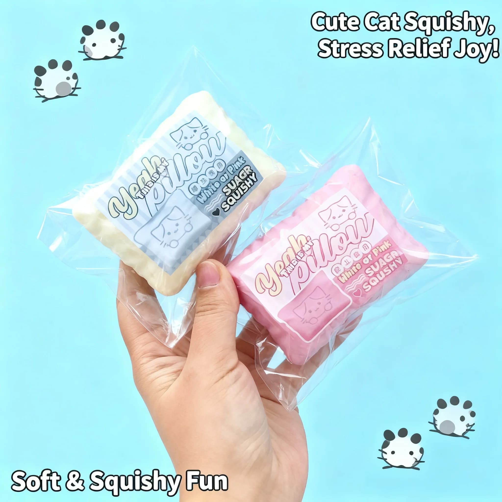 Slow Rising Squishy Cat Pillow Soft Stress Relief Sensory Fidget Toy Simulated Squeeze for Anxiety ADHD Autism Kids Gift