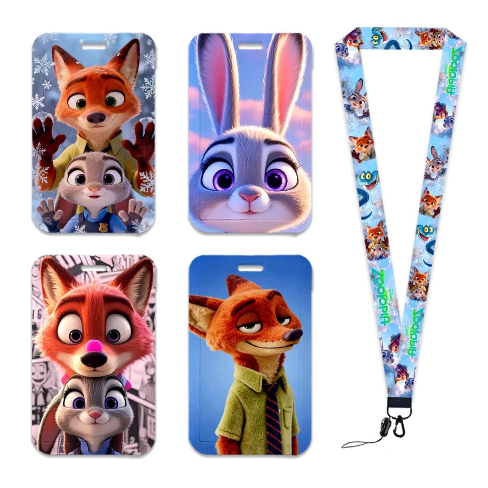 Porta Carte Disney Zootopia con Cordino per Studenti, Portachiavi per Bambine, Ciondolo con Cordino, Porta Badge, Copri Passaporto