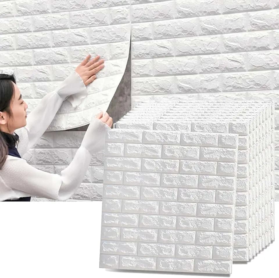 38.5X35cm 3D Self-Adhesive Waterproof Wall Sticker Solid Color Brick Pattern Living Room Bedroom Decorative Wallpaper