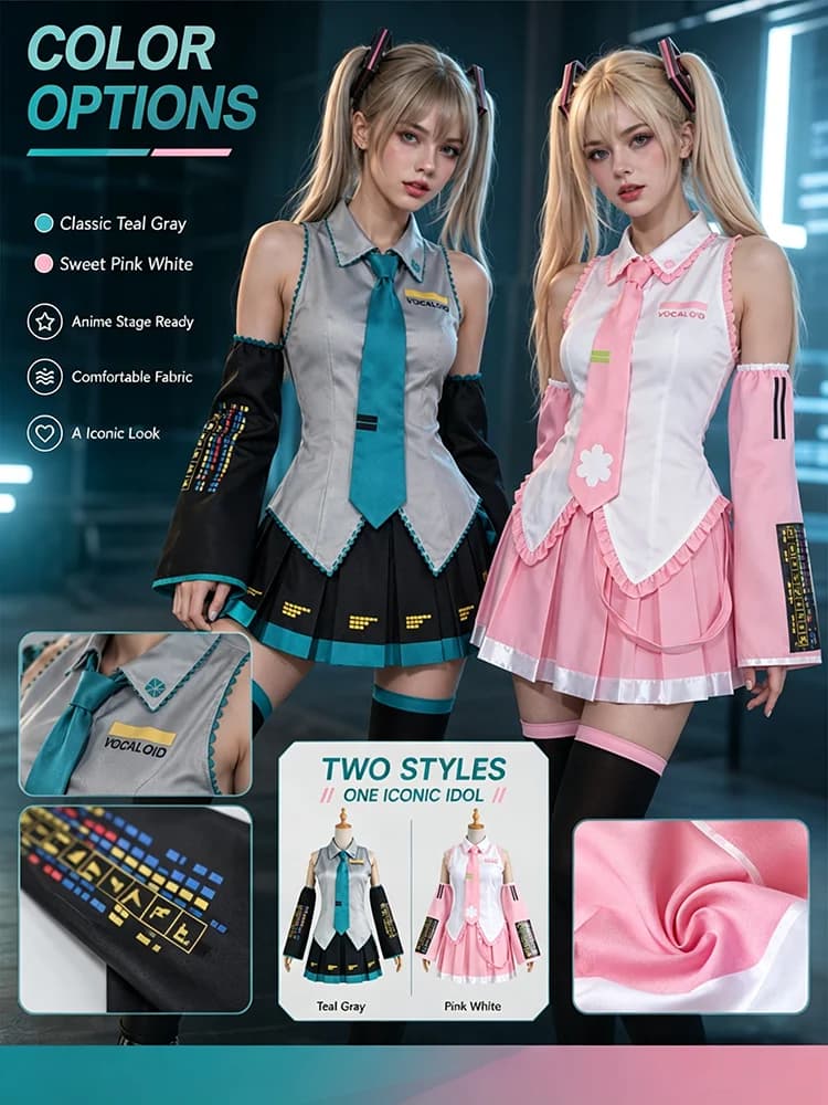 Anime Halloween Mikuuu Virtual Singer Two Colors Cosplay Costume Performance Dress Cos Mi Kuu Regular Color Wig Girl Spring Sara