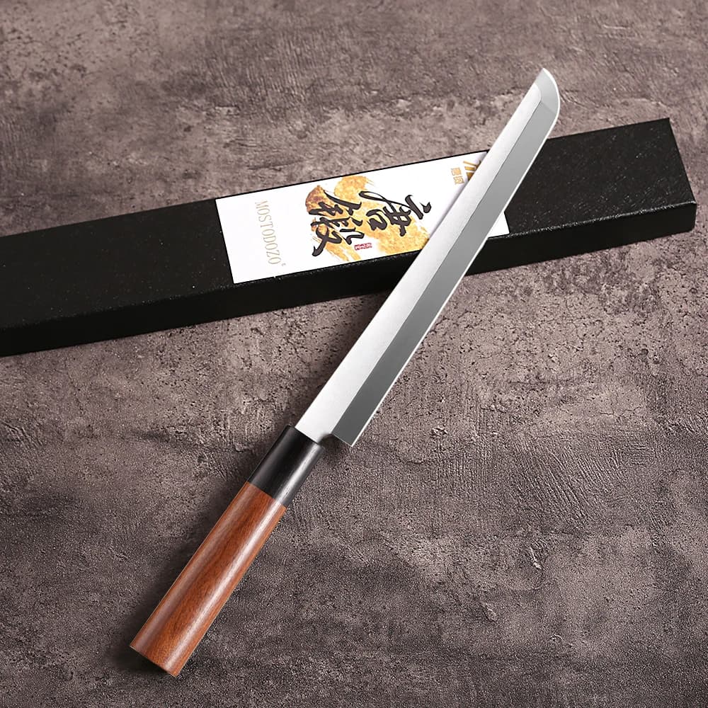 Coltello da Sashimi MOSTODOZO X8Cr14MoV in Acciaio Inossidabile, Coltello Professionale da Cucina per Sfilettare il Salmone, 220mm