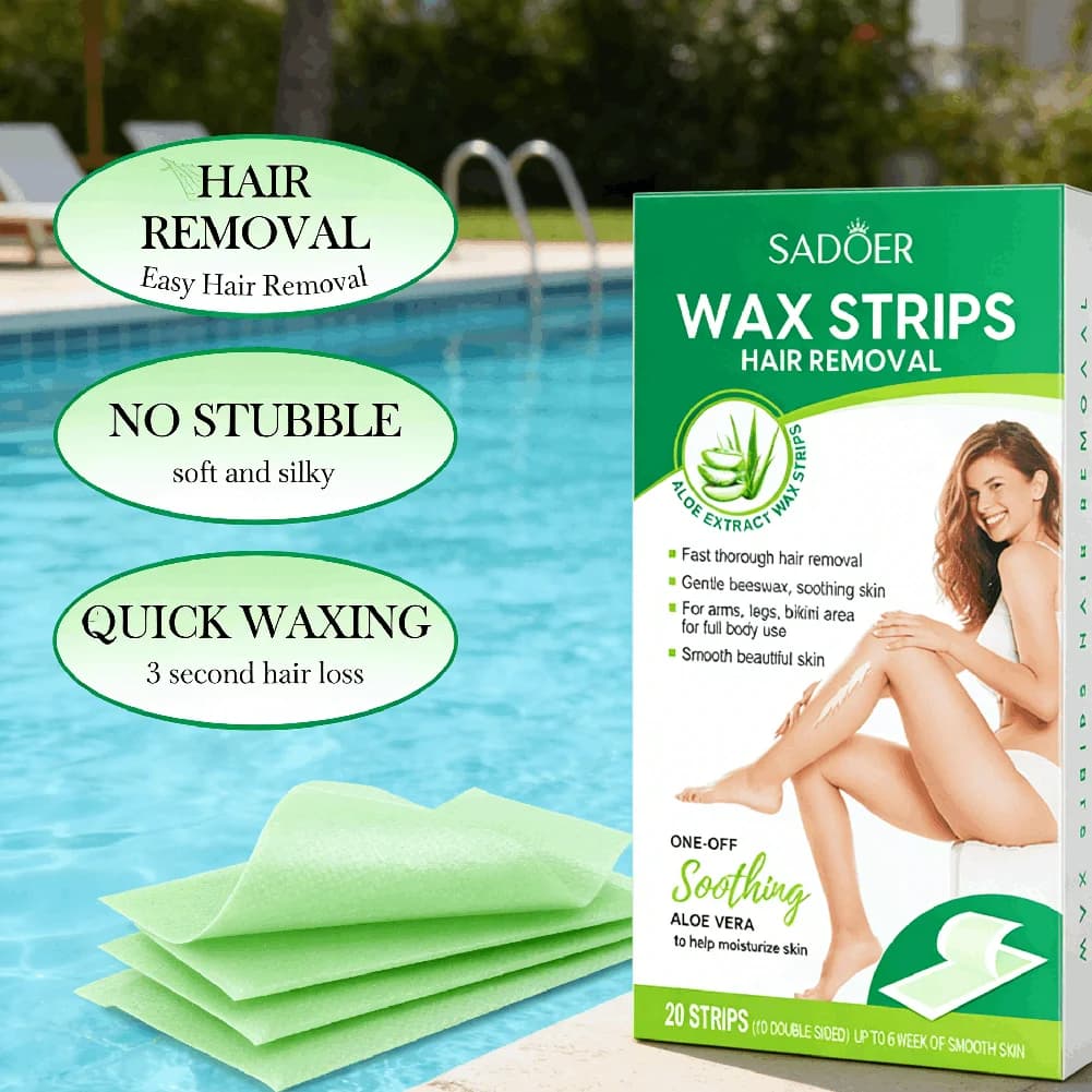 20 Strisce Depilatorie in Cera per Ascelle, Viso, Corpo, Gambe e Braccia con Essenza Nutriente all'Aloe