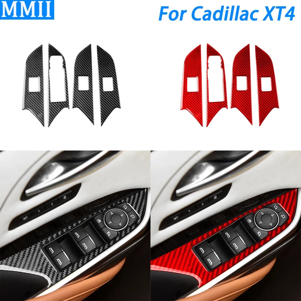 Per Cadillac XT4 2018-2023 Finestra In Fibra di Carbonio Interruttore di Sollevamento Pannello di Controllo Trim Copertura Auto Decorazione di Interni Accessori Adesivo