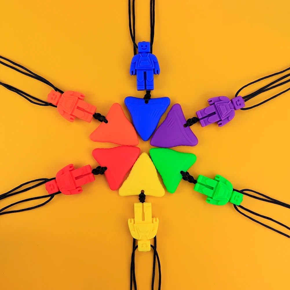 Collane da masticare sensoriali (2 confezioni) per bambini con dentizione, TDAH, autismo, esigenze di morso, massaggiagengive gommoso con motore orale, strumento da masticare