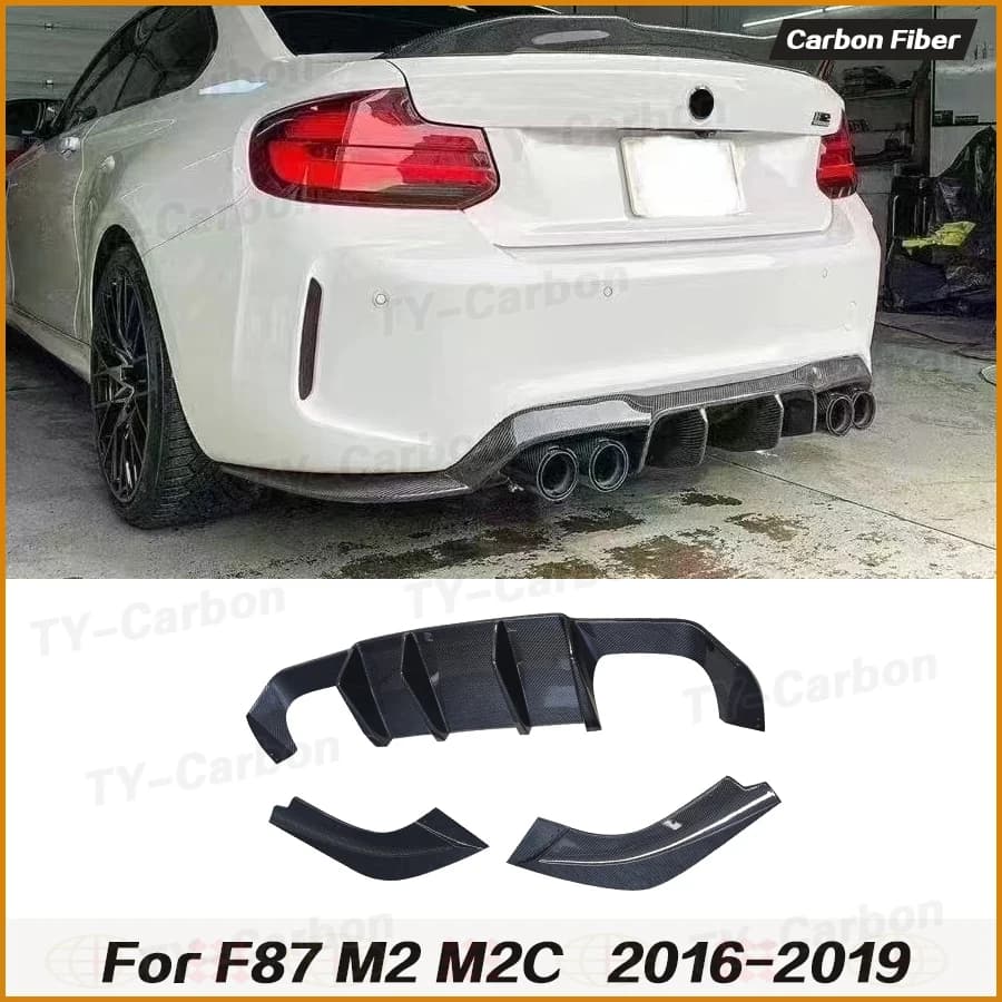 Real Carbon Fiber Car Racing Rear Bumper Diffuser Splitter Lip Spoiler for BMW 2 Series F87 M2 M2C 2016 -2020 Bodykit V Style