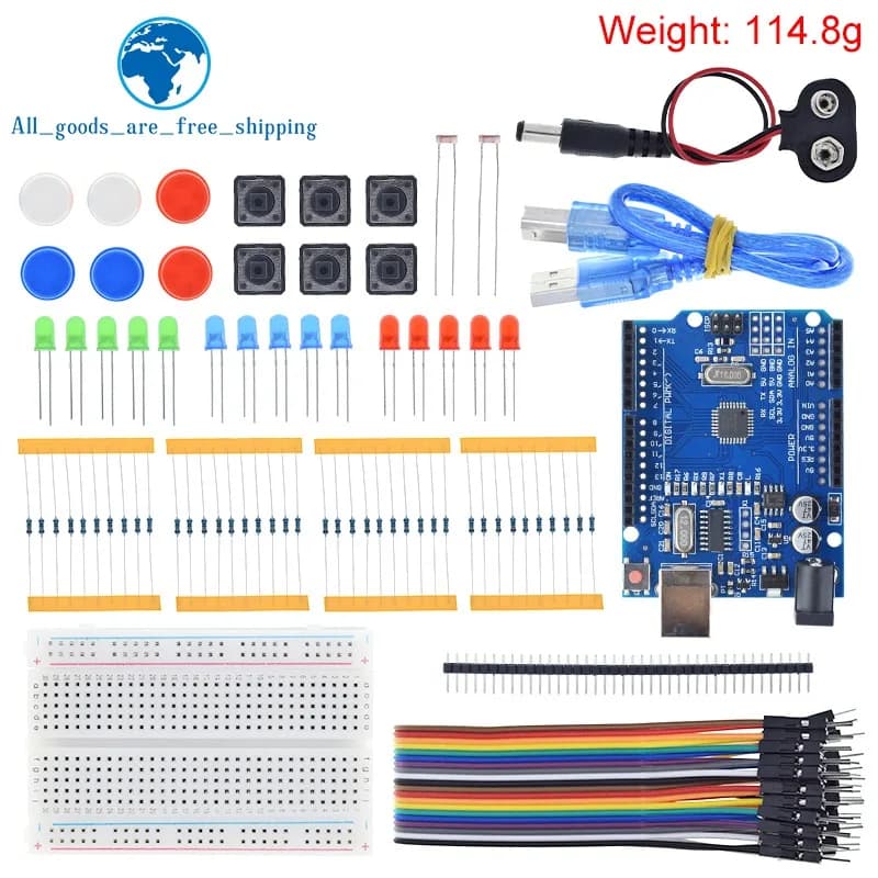 TZT Starter Kit For UNOR3 Mini Breadboard LED Jumper Pulsing Thread For Arduino TZTUNO R3 Kit Make From You Laboratory of School Education