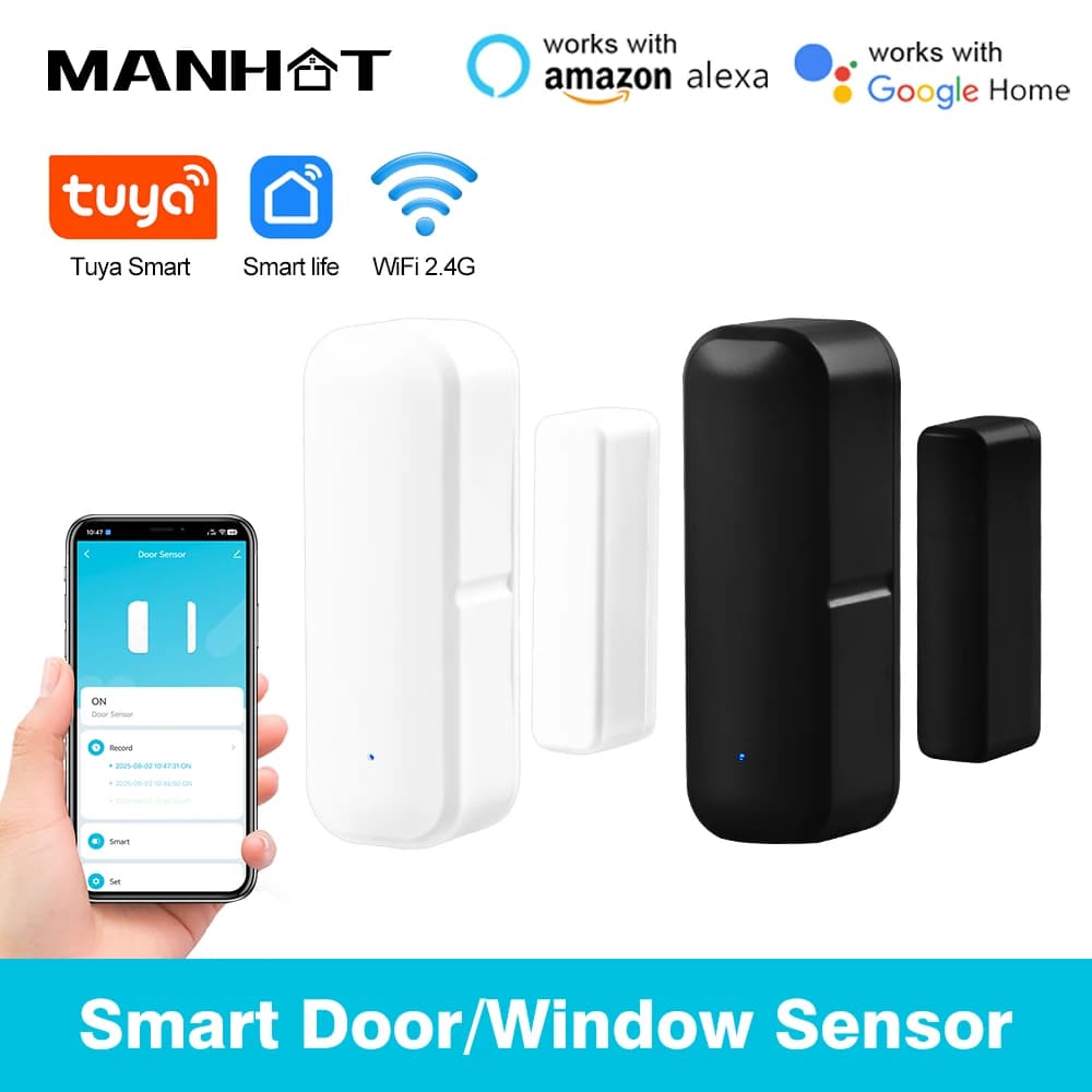 Sensore WiFi intelligente per porte e finestre Allarme di sicurezza magnetico Registra controller per monitor remoto per SmartThings Alexa Google Home