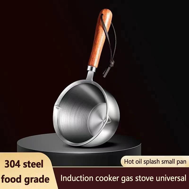 Pentole per il latte piccole da 300ML padella per olio caldo in acciaio inossidabile riscaldatore per olio per uso domestico pentole per salsa attrezzo per spezie da cucina