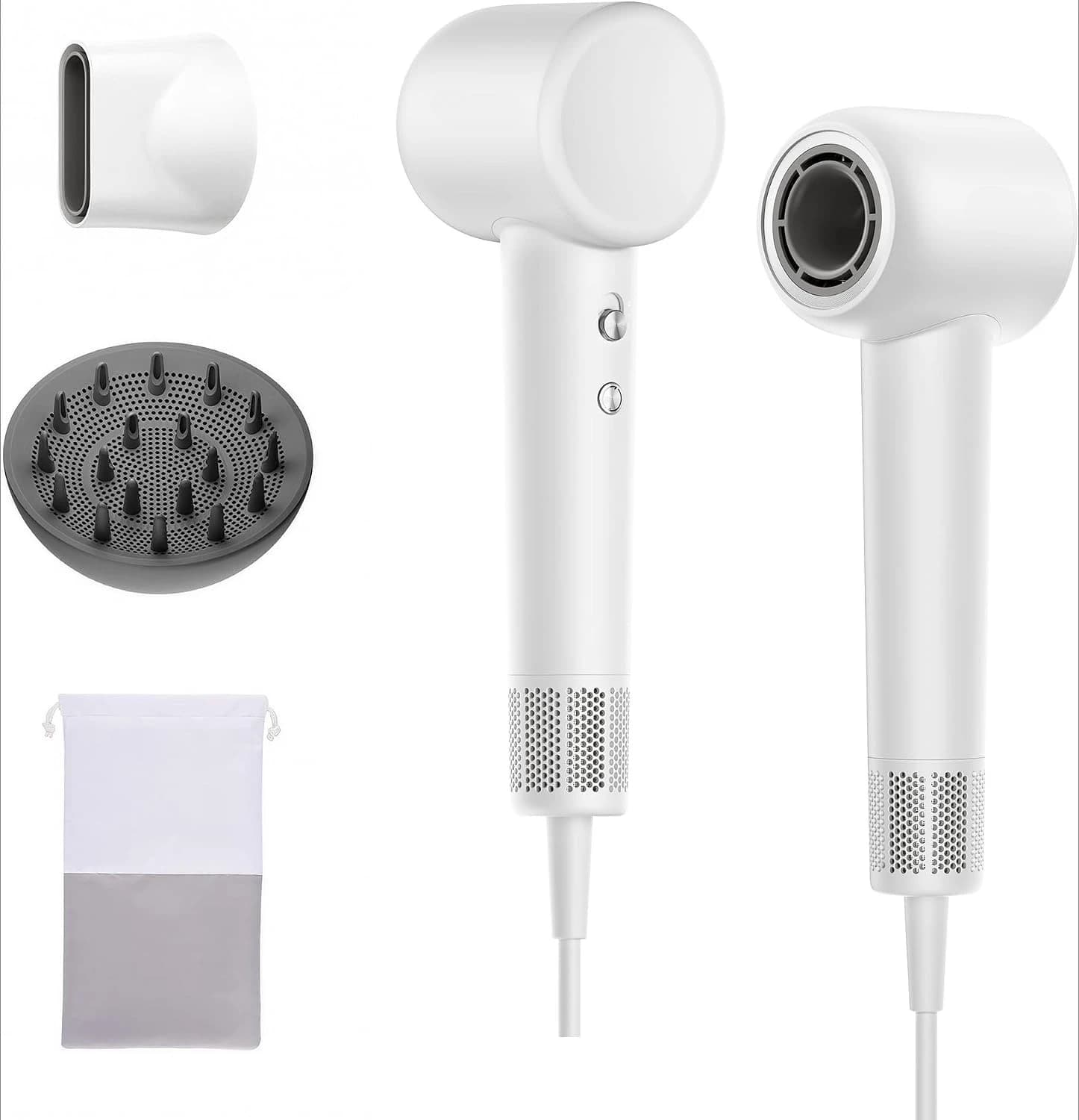 Travel Hair Dryer for Women, 110,000RPM High Speed Hair Blower with Diffusers, Fast Drying, Smart Heat Control, Compact Hair Dryer