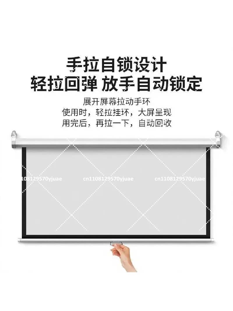 Portable 100 inch Hand Lift Projector Screen for Home Movie Theater