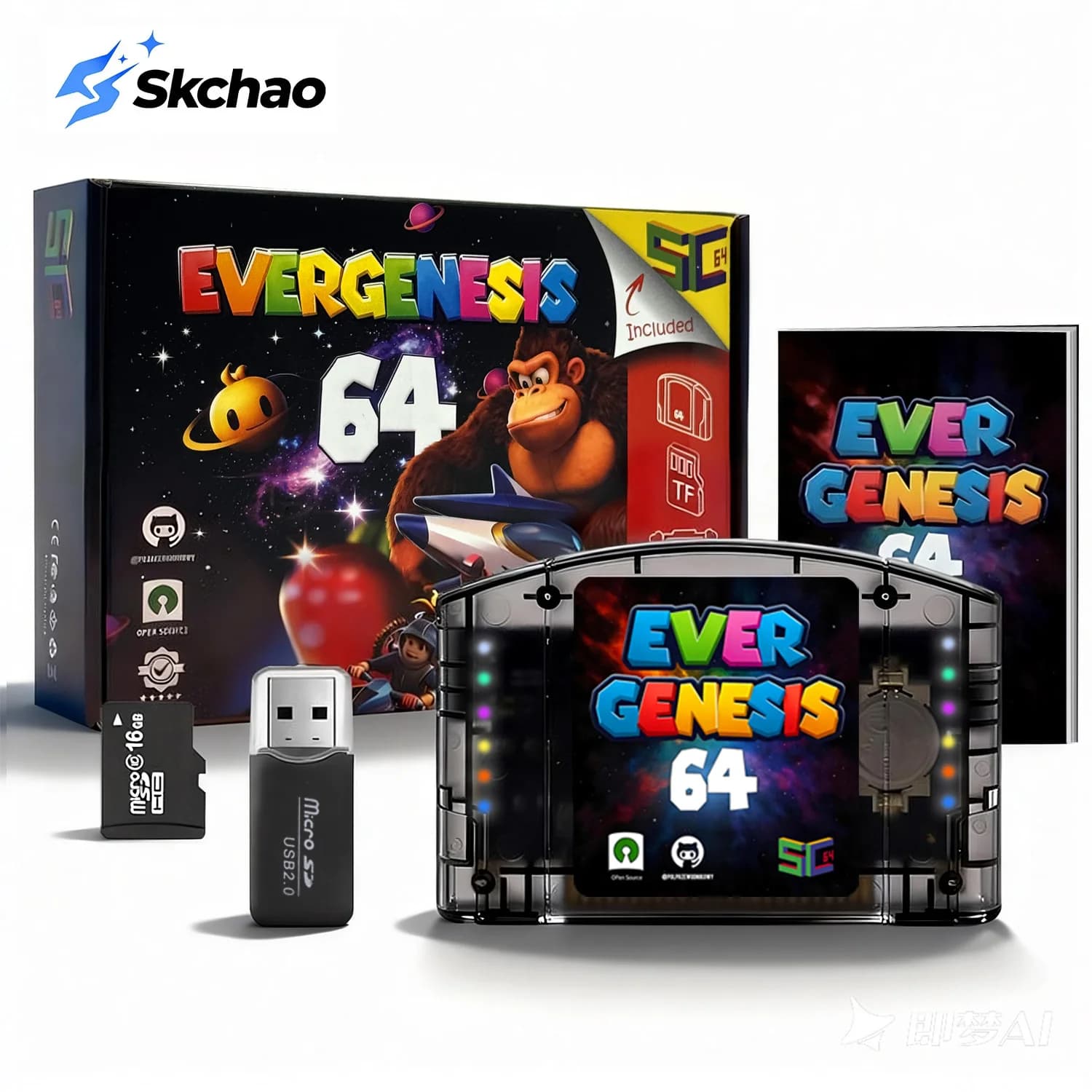 Scheda Flash SC64 11000 in 1 per N64, Scheda di Gioco Open Source per Console Video Game 64, Chip Modulare 6TG con Scheda TF da 64G