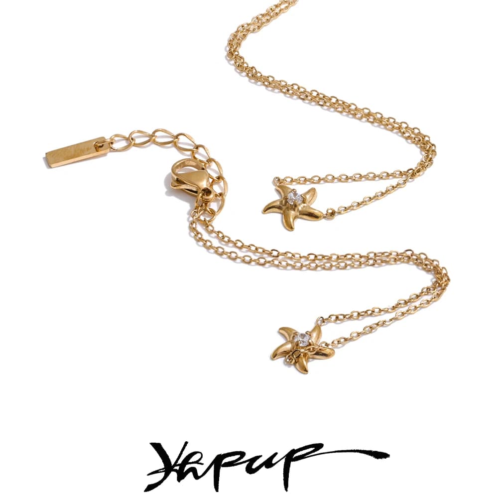 Yhpup Bracciale con ciondolo piccolo chic stella marina con zirconi stile oceano per regalo all'ingrosso di gioielli estivi da donna in acciaio inossidabile