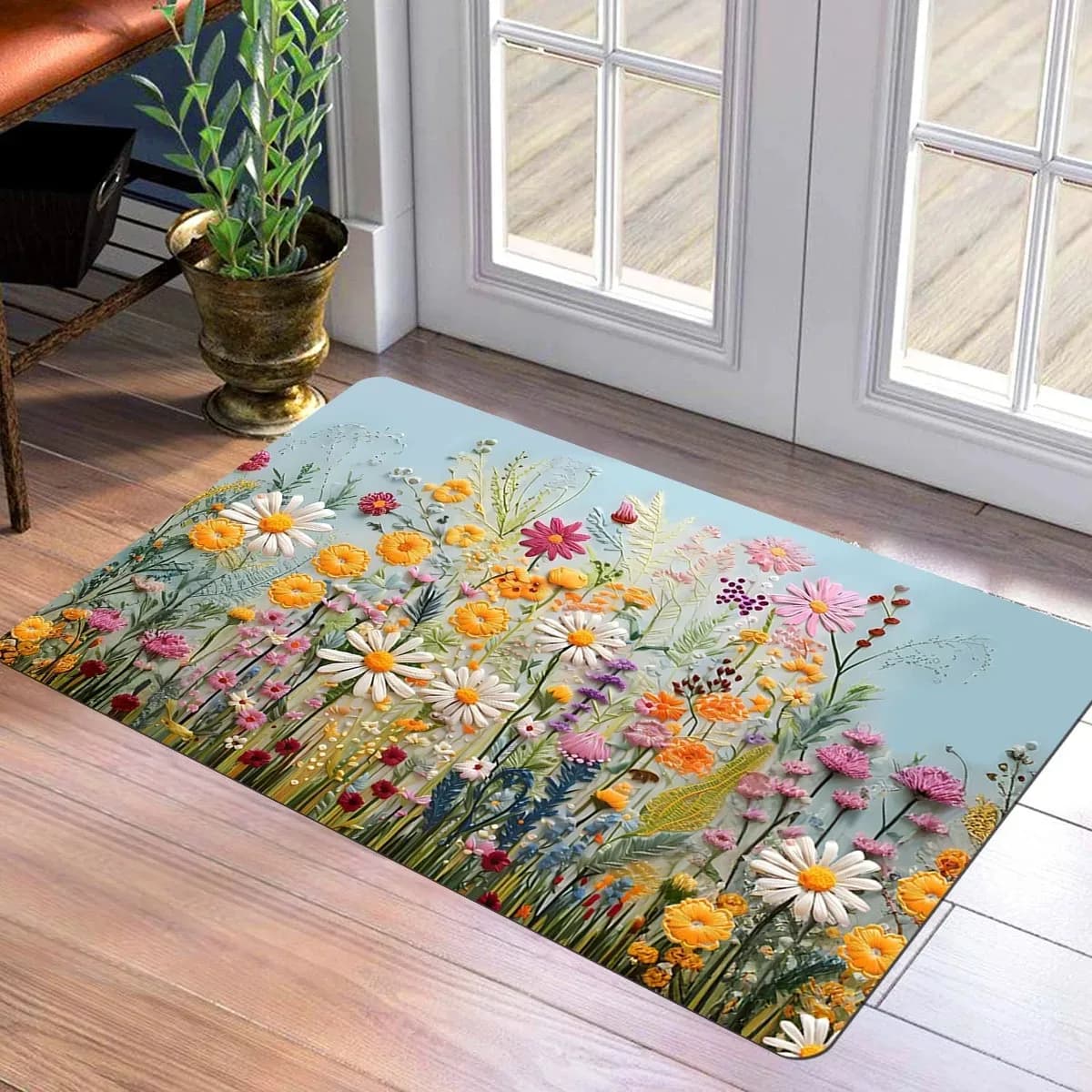 Tappeto zerbino fiore per camera da letto soggiorno tappeto da giardino camino tappetino da cucina tappeto da bagno antiscivolo casa dicembre