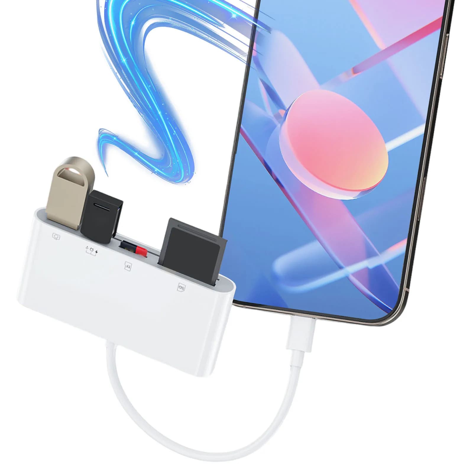 USB C 5-in-1 Multi Memory Card Reader, Plug and Play, CAC Card Reader and Smart ID Compatible with iPhone, MacBook and Laptop