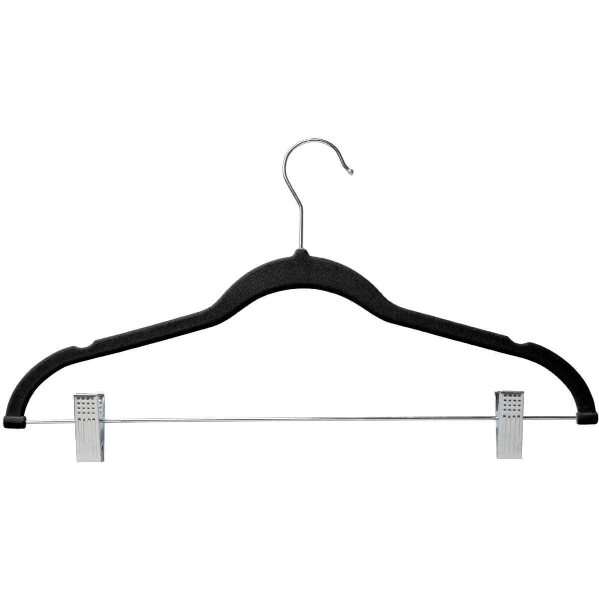 Confezione da 10 appendiabiti con clip, appendiabiti in velluto nero, utilizzabili per gonne e pantaloni, appendiabiti ultra sottile antiscivolo-[LUCK 9