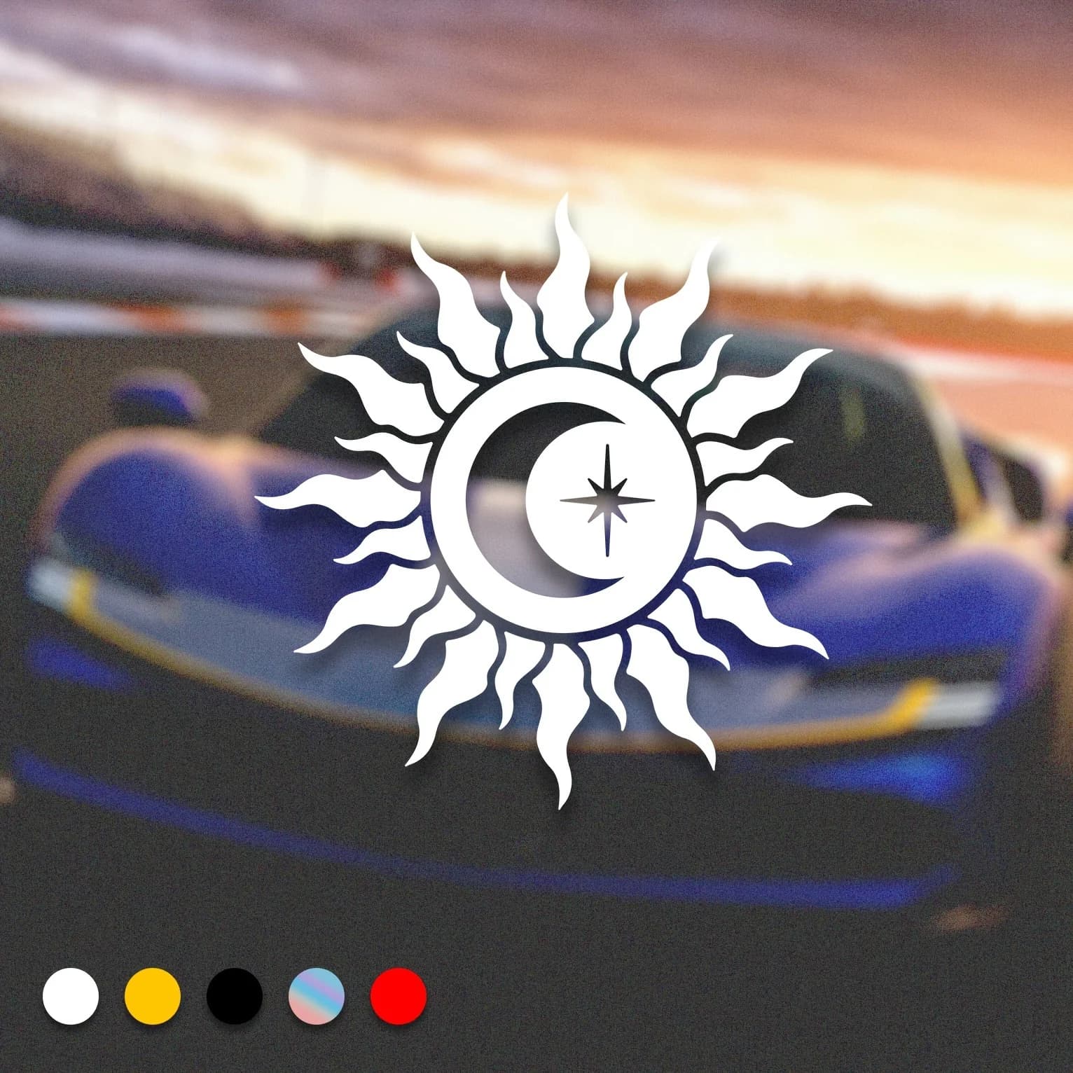 Cool Sun & Moon Car Sticker For Laptop Water Bottle Truck Van SUV Motorcycle Vehicle Paint Window Decal
