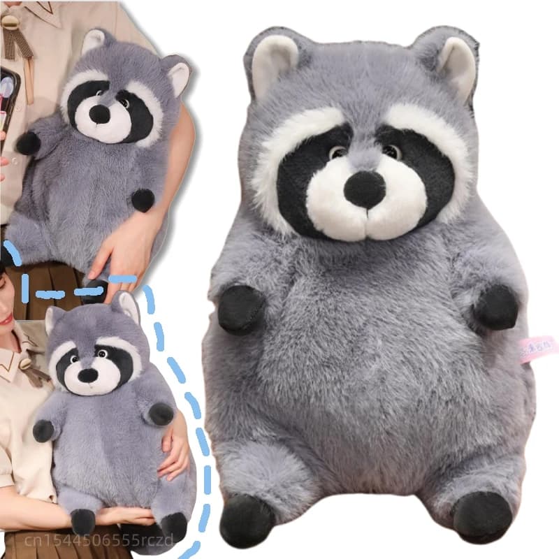 Artificial Fat Raccoon Plush Doll Grey Round Raccoon Animal Plush Toy Super Soft Christmas Gift For Boys And Girls
