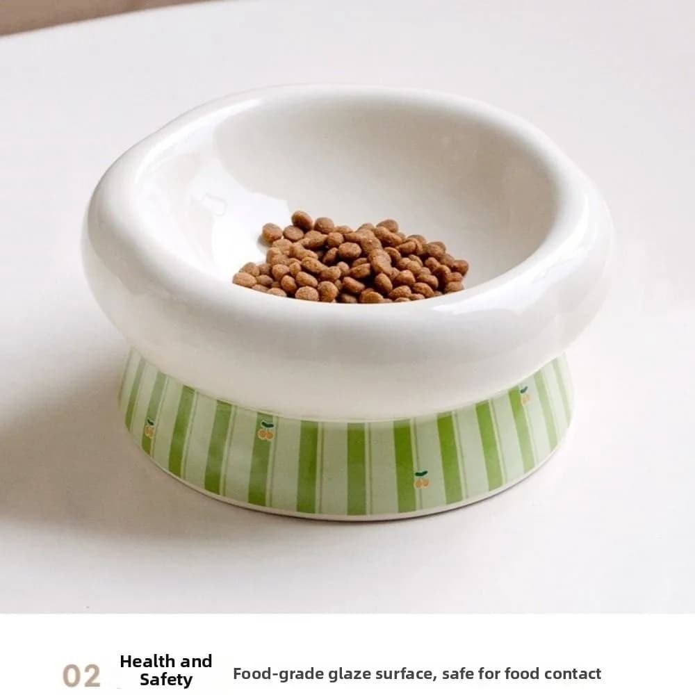 Ciotola per Gatti in Ceramica Alta con Bordo Largo Anti-Ribaltamento, Ciotola per Bere per Animali Domestici, Previene Fuoriuscite, Base Antiscivolo, Piatto per Acqua e Cibo per Animali