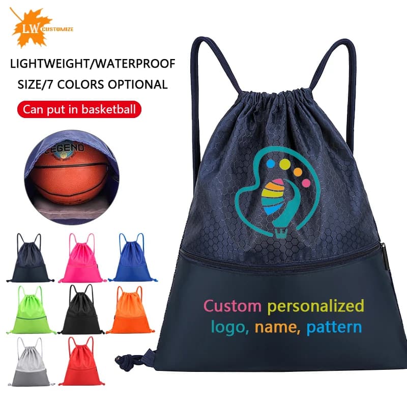 Borsa da basket personalizzata con coulisse, borsa da calcio, zaino sportivo pieghevole, logo stampato