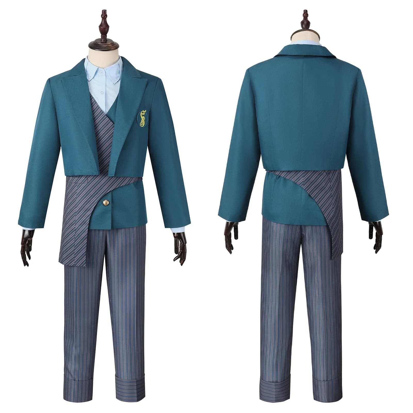 Fiyero Boq Uniforme scolastica Costume cosplay Abito da uomo Pantaloni a righe Gilet unico Costume da spettacolo musicale Set uniforme di Halloween