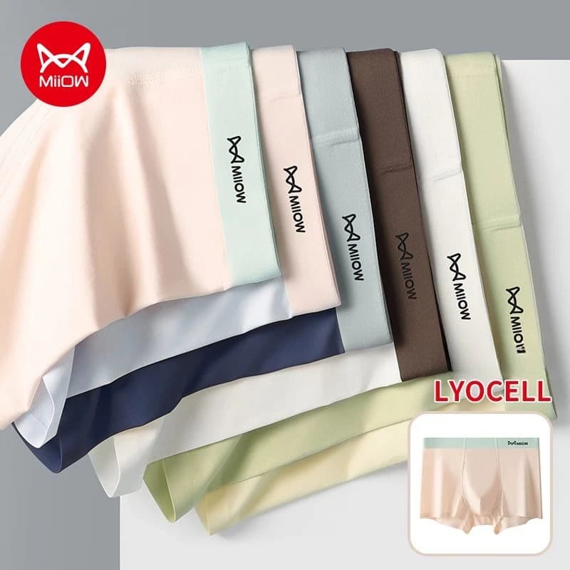 MIIOW 3 pezzi Lyocell uomo intimo boxer 5A antibatterico cavallo mutandine da uomo morbido e traspirante mutande uomo boxer slip