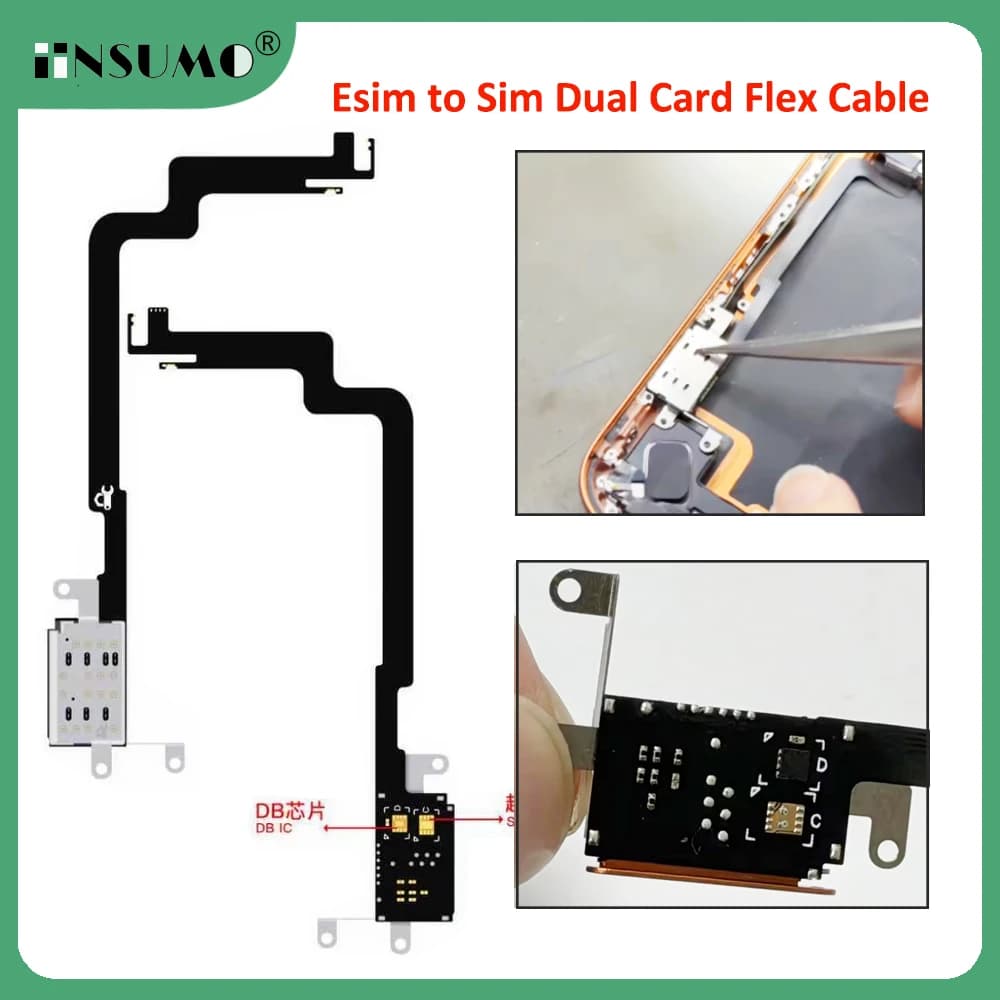 Versione USA: Adattatore Flex Cab da eSIM a SIM Dual Card ‬ Strumento di Riparazione per iPhone 17 Pro Max con Cavo MEP Integrato + Slot per Scheda + Vassoio SIM + IC