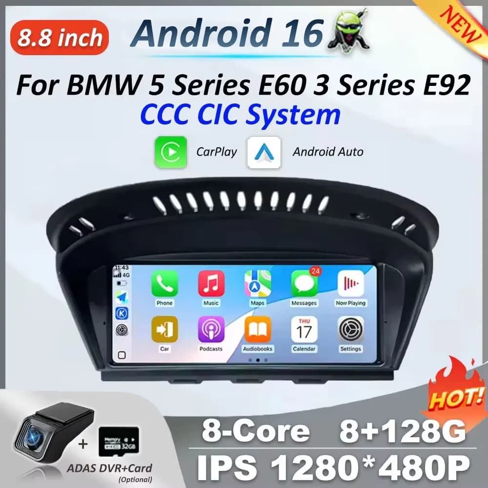 Wireless CarPlay Android 16 Autoradio Multimediale Per BMW Serie 5 3 E60 E61 E62 E63 E90 E91 E92 E93 CCC CIC GPS WIFI Wired Auto