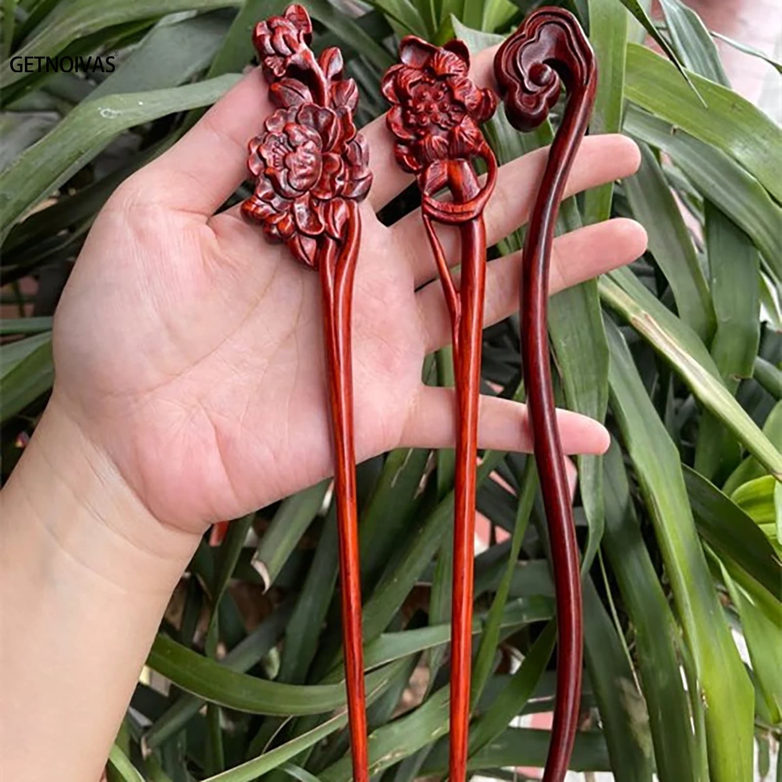 Chinese Retro Style Hair Stick Wooden Handmade Carved Hairpin Hollow Out Hairpin Women Hair Styling Tools Hair Accessories