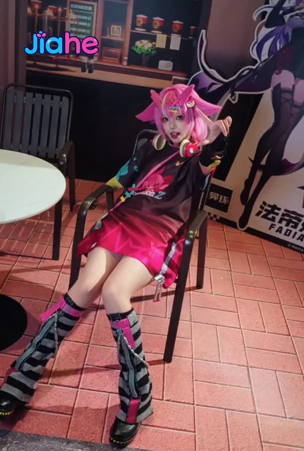 Costume Cosplay Game Neverness To Everness Haniel per Uomo e Donna, Moda Quotidiana, Graffiti, Maniche Corte, Calzini, Parrucca, Accessori, Completo per Halloween