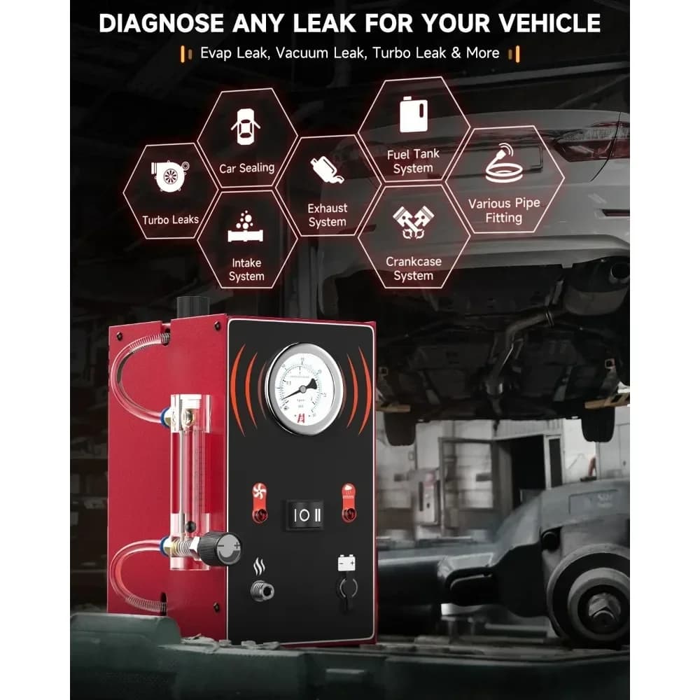 Analizzatore di perdite di tubi, Tester per sistema EVAP, Soluzione ad alta precisione Rilevatore di perdite di fumo per auto S300 - Generatore di fumo di tubi EVAP