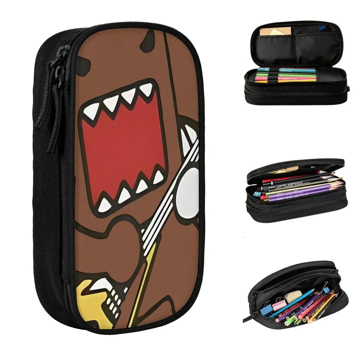 Astuccio per matite Domo Kun Rocker Divertenti borse per penne Meme Astuccio per matite cosmetiche per ufficio di grandi dimensioni per studenti