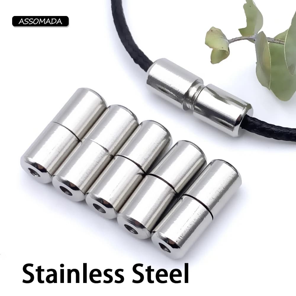 5 pezzi di fermagli a vite in acciaio inossidabile elementi di fissaggio cilindrici chiusura terminale per connettori per bracciale collana accessori per la creazione di gioielli fai da te