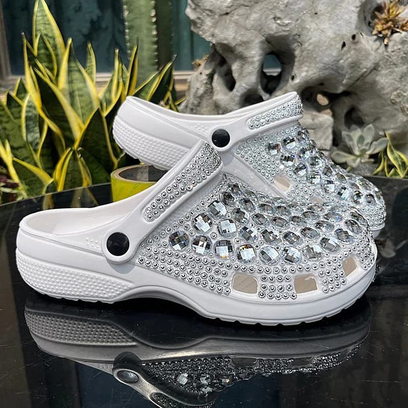 Sandali Estivi da Donna Fatti a Mano con Diamanti, Sandali di Lusso in EVA Leggeri Antiscivolo, Scarpe da Spiaggia e da Casa per Coppia, Taglie Grandi fino al 45