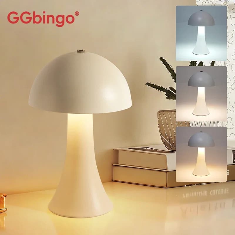 Rechargeable New LED Table Lamp Retro Mushroom Touch Sensor Bedside Lamp For Home Bedroom Restaurant Bar Decor Light