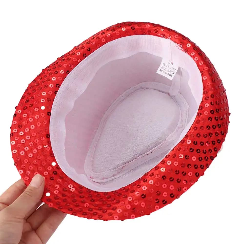 Korean Version Sequin Sequins Fedora Hat Shiny Brilliant Dance Jazz Cap Beading Performance Glitter Jazz Hat Adult