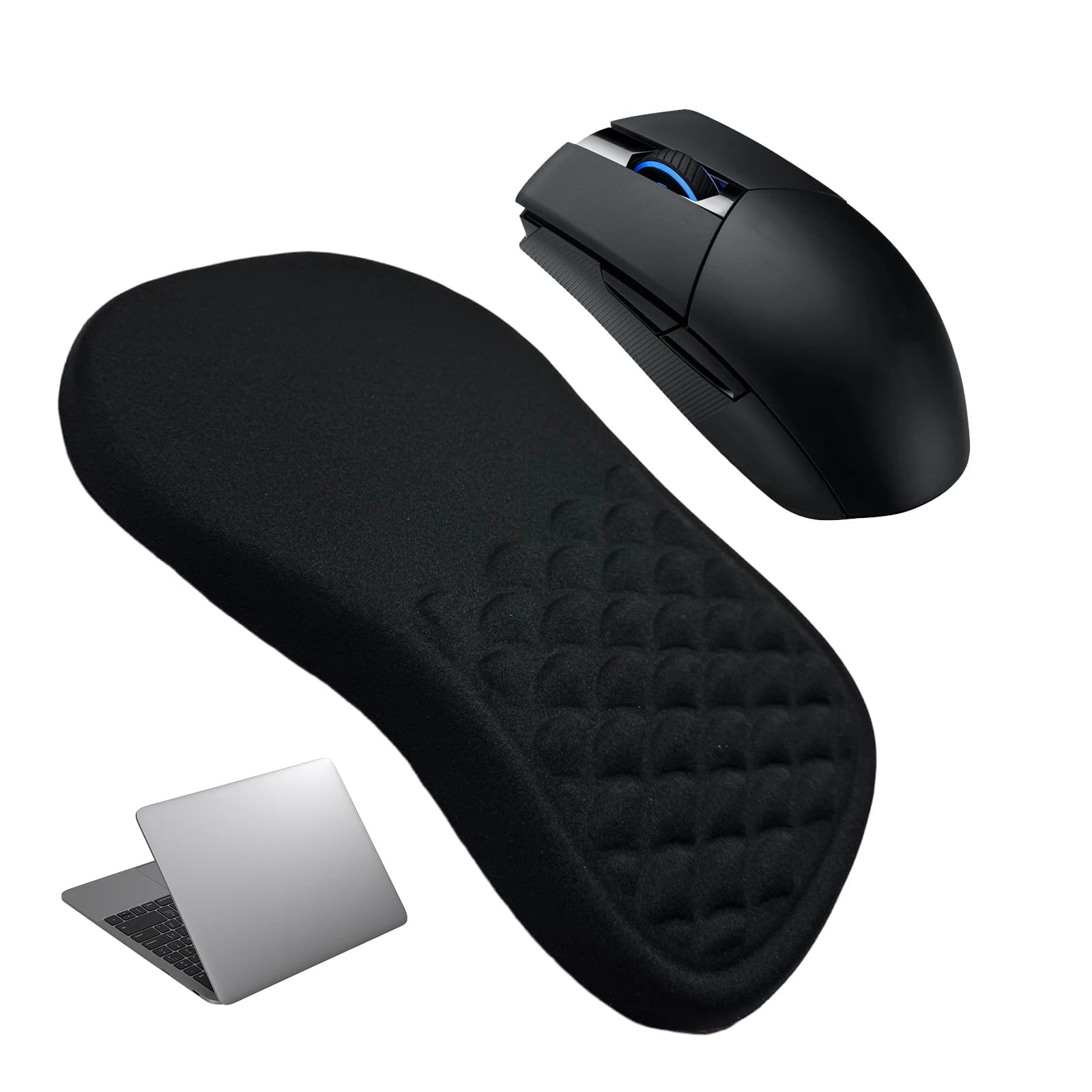 Tappetino per mouse inclinato con poggiapolsi, resistente all'usura, con massaggio e supporto ergonomico per PC, laptop e gaming