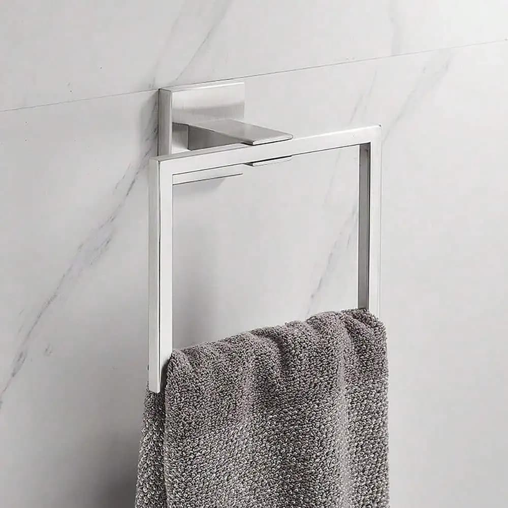Portasciugamani quadrato Portasciugamani Portasciugamani da parete Portasciugamani da cucina in acciaio inossidabile Accessori da bagno