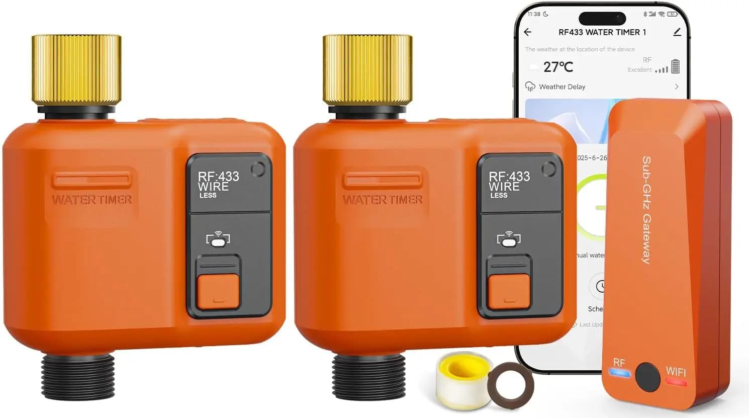 Smart WiFi Water Timer for Garden Hose, 984ft Long Range, APP & Voice Control, Rain Delay, 1 Outlet