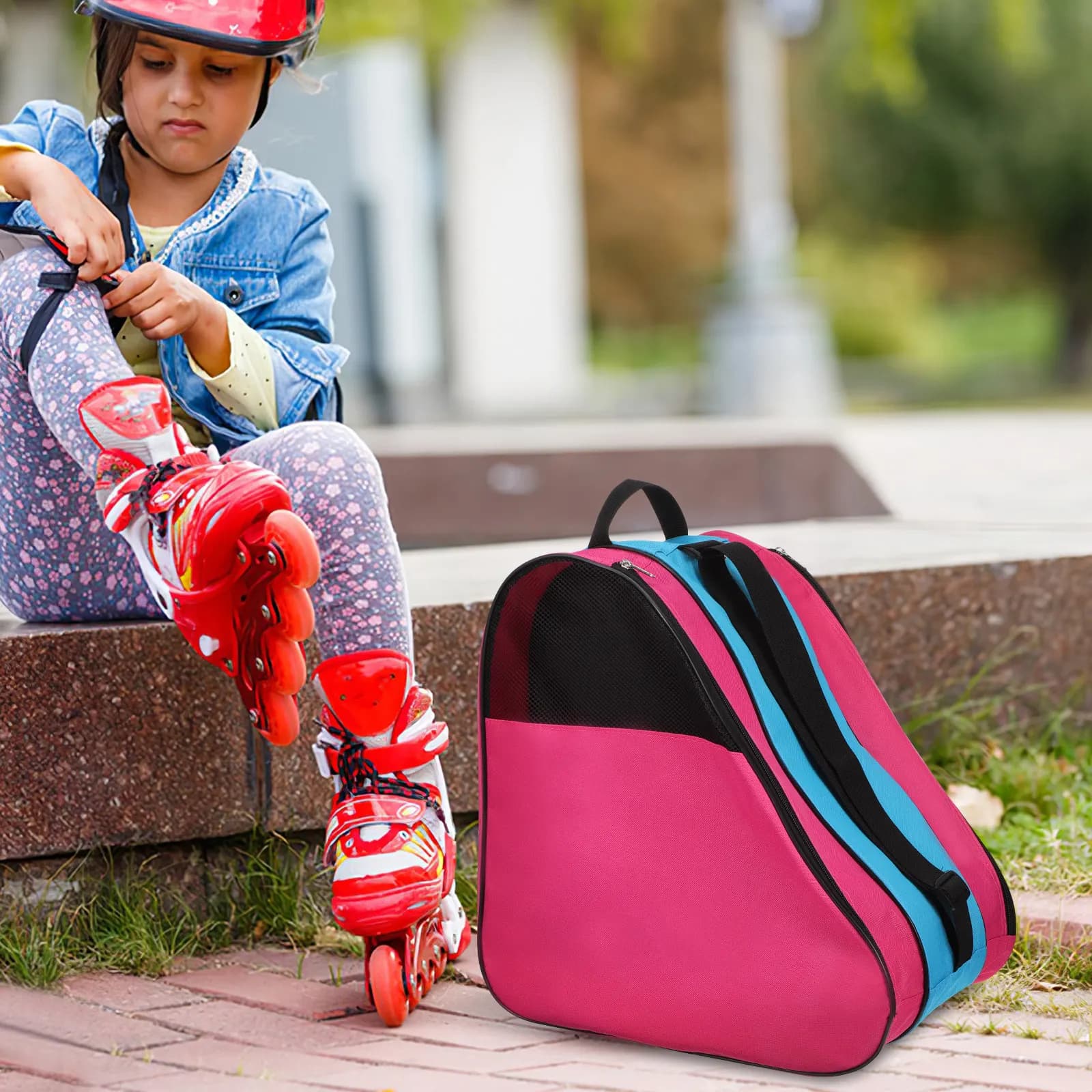 Zaino per Pattini a Rotelle, Borsa per Pattinaggio per Bambini, Design Minimalista, Adatto per Pattini in Linea, Attrezzatura Protettiva, Leggero, Robusto, in Tessuto Oxford