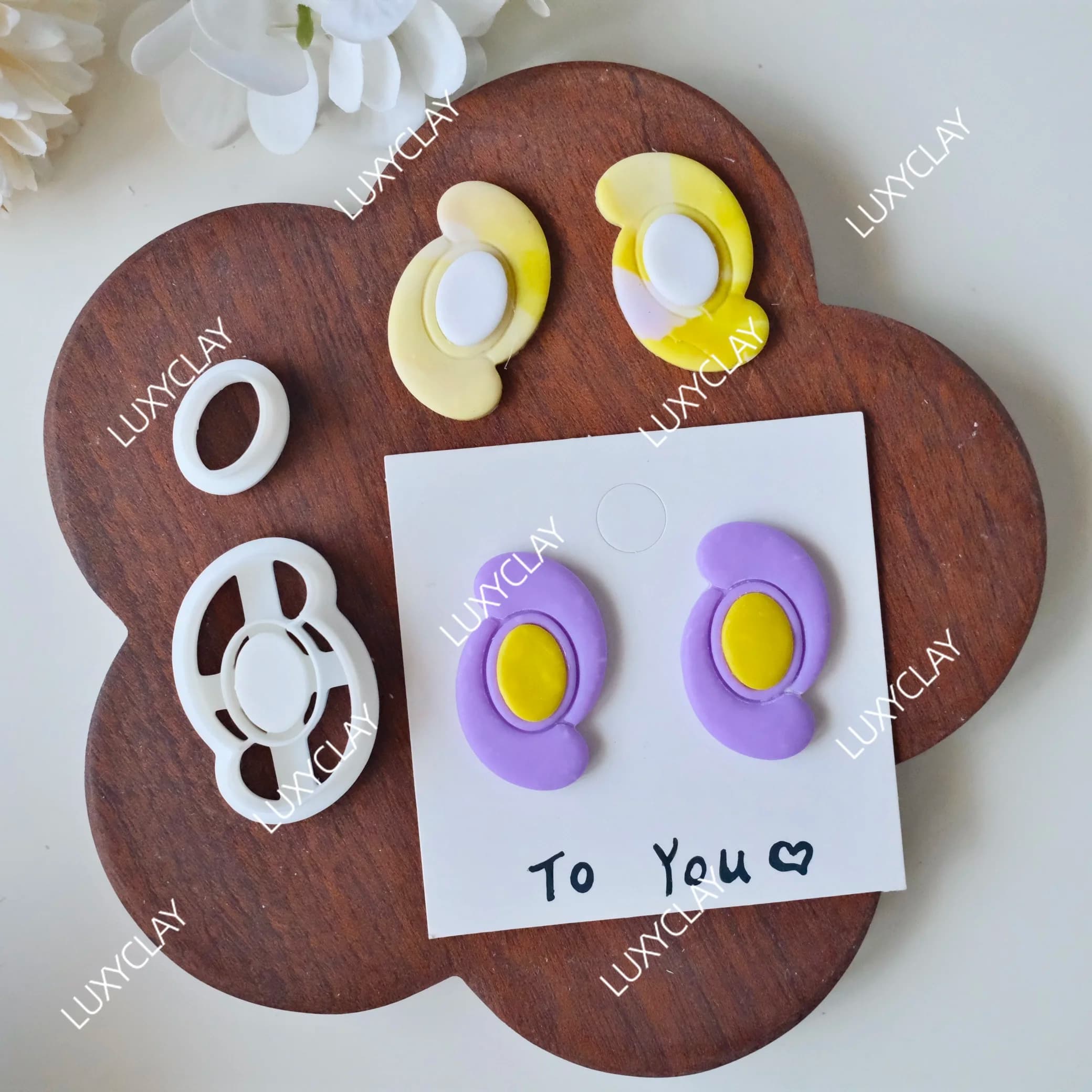 2pcs/set Irregular Oval Embossed Polymer Clay Cutters for Earrings & Jewelry Making, Boho Swirl Shape Polymer Clay Molds