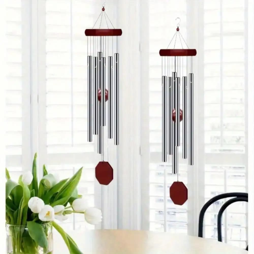 2 Pack Elegantly Tuned Deep To Ne, Memorial Wind Chimes Out Door Large Deep Tone, Elegant Sympathy Wind-Chime Persona Lized with 6 Tuned Tubes for Ga Rden Patio Balcony and Home, Wind Chimes for Outdoor and I Indoor Compatibility