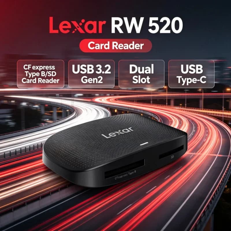 Lexar RW520 Memory Card Reader High Speed USB 3.2 Gen 2 CFexpress Type B SD Card Reader Dual Slot for Photo Transfer